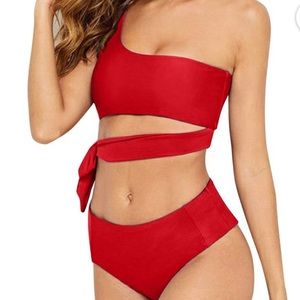 Shein Mono Bikini Set Knot Side One Shoulder